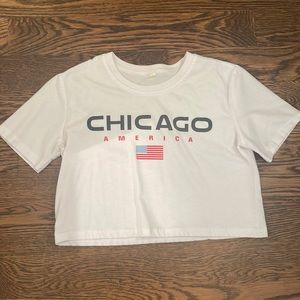 Chicago Illinois Cropped White Shirt